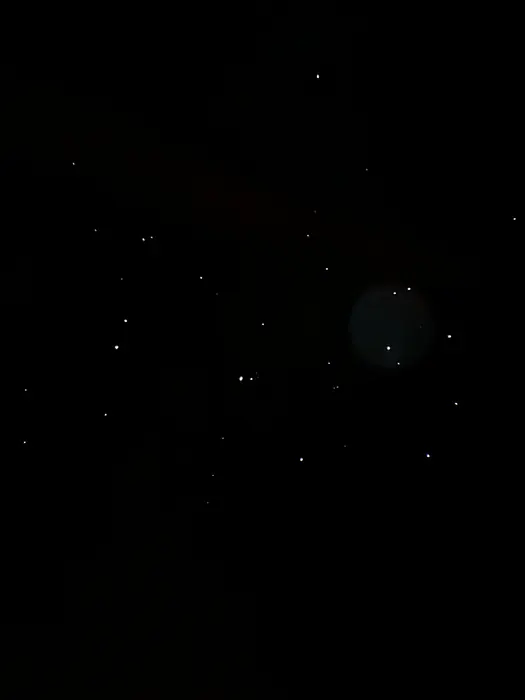 This is a close up image of the Pleiades Cluster. This image depicts many stars which make up the Pleiades Cluster.