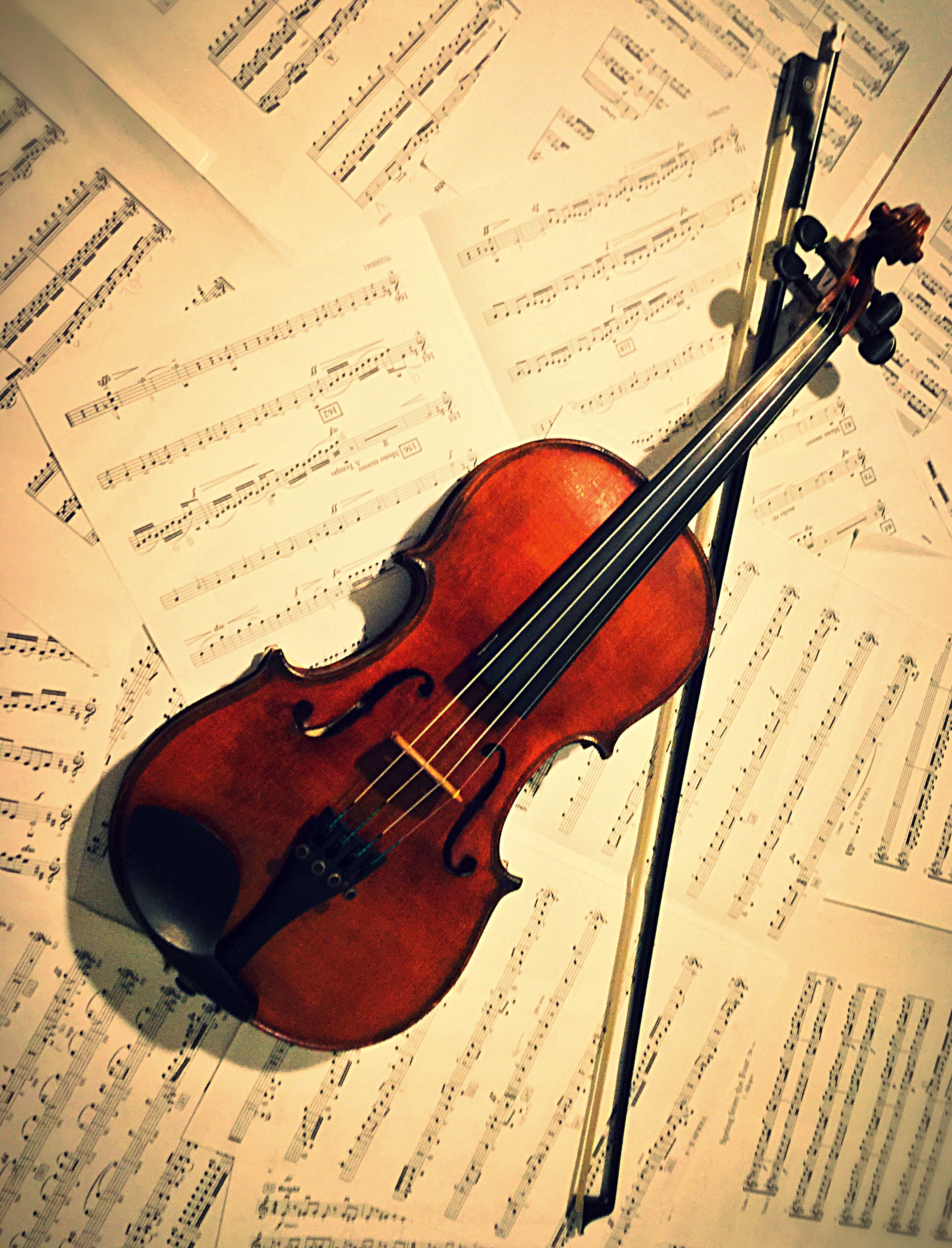 Violin over sheet music