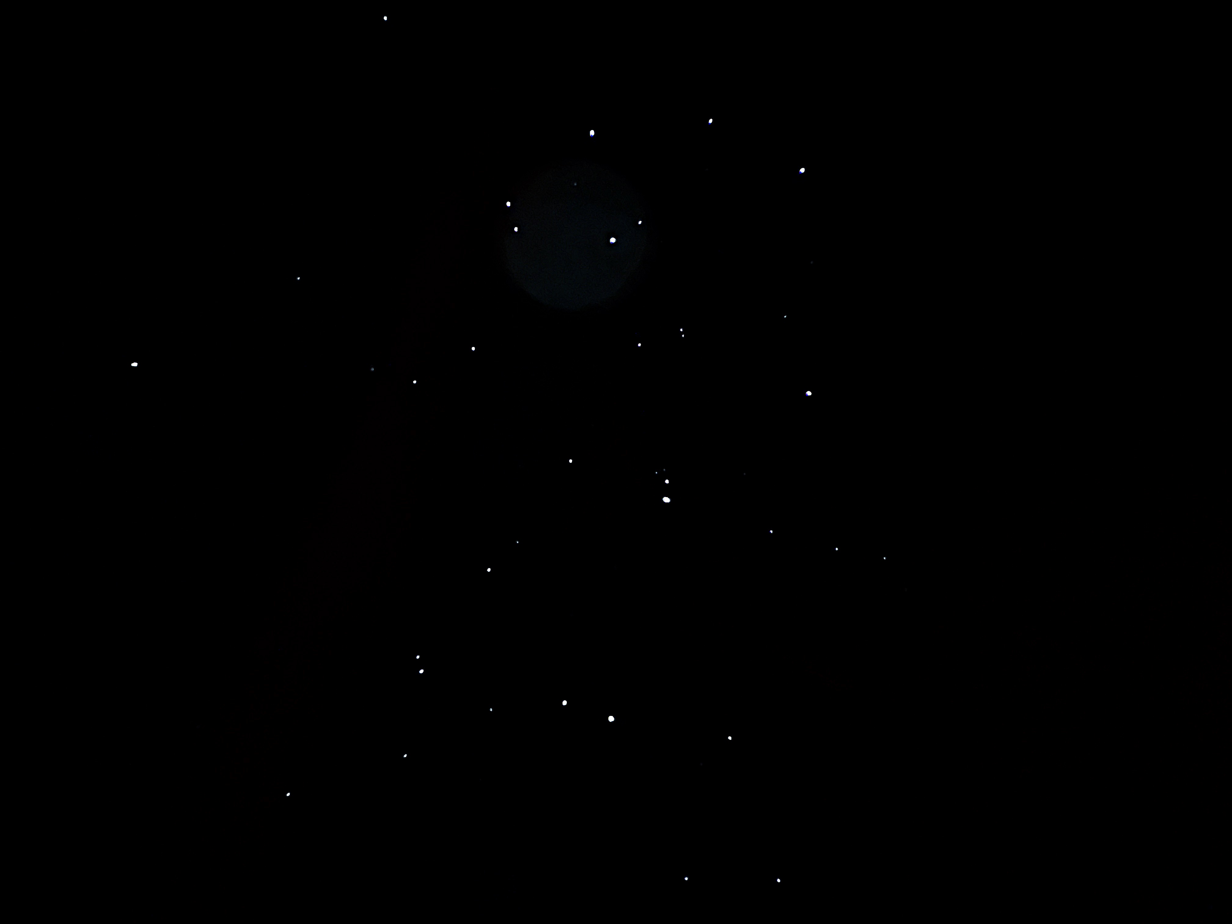 This is a close up image of the Pleiades Cluster. This image depicts many stars which make up the Pleiades Cluster.